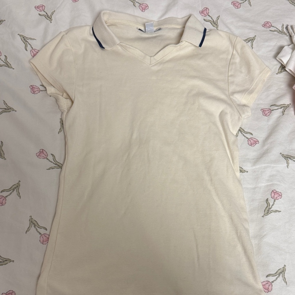 Topshop Cream Polo Shirt